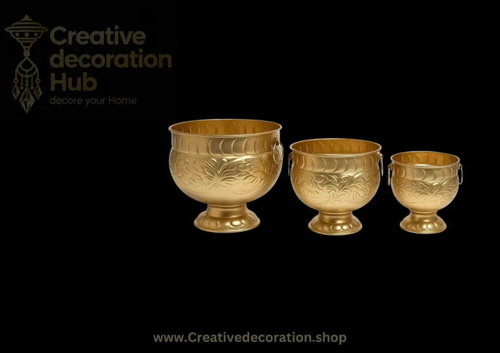 Gold Metal Urn ( Set of 3 )